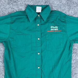 O'Reilly Auto Shirt Womens Size S Green Short Sleeve Work Uniform Embroidered